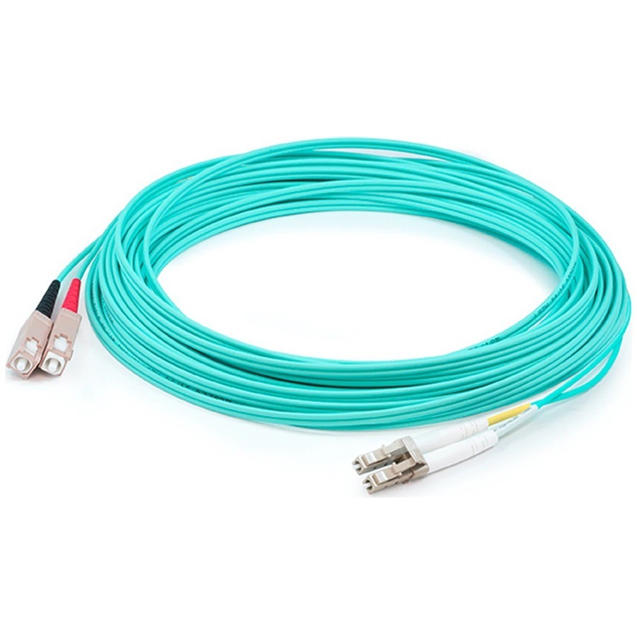 AddOn 38m SC to LC Aqua OM4 Duplex LSZH Fiber Patch Cable
