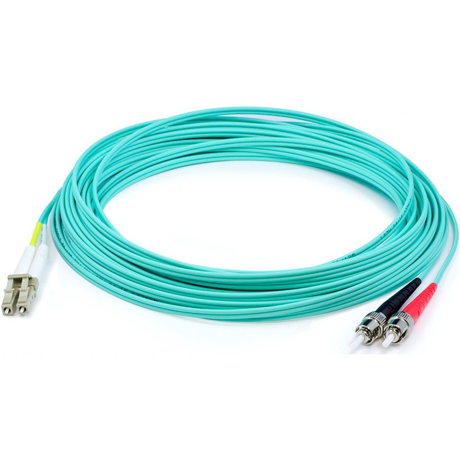AddOn 59m ST to LC Aqua OM4 Duplex OFNP (Plenum-Rated) Fiber Patch Cable