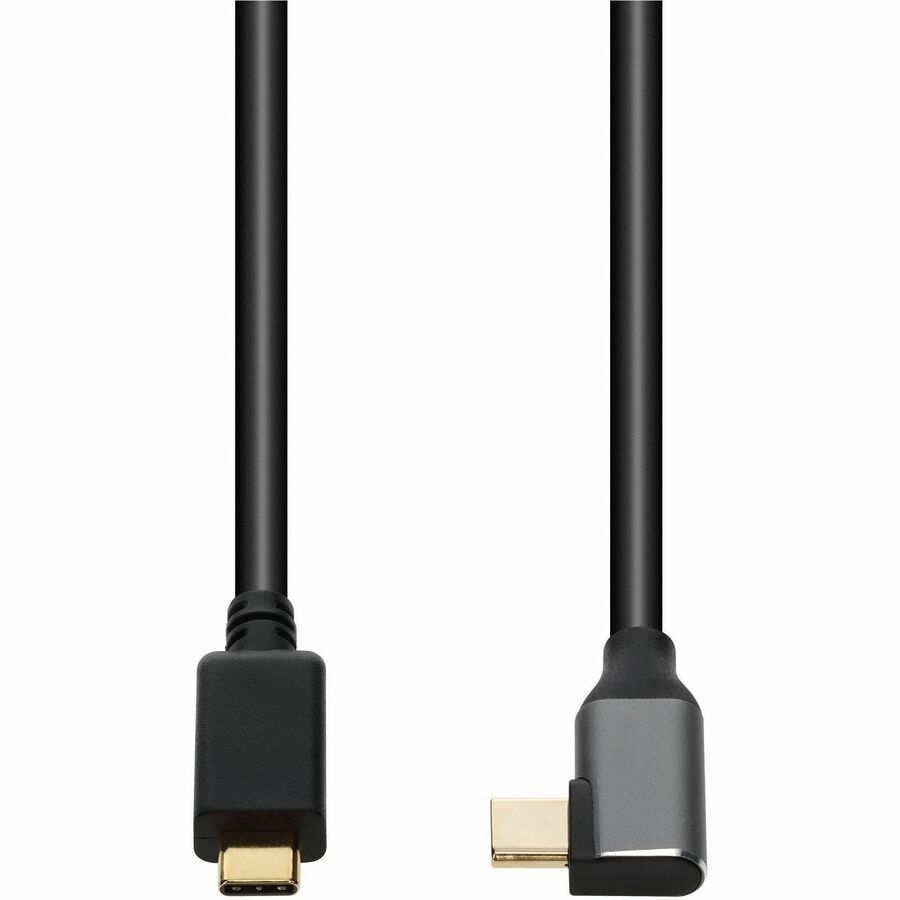 AddOn 6ft USB C 3.1 (Male) to USB C 3.1 (Male) Right Angled Black Cable, 10Gbps, 4K 60Hz