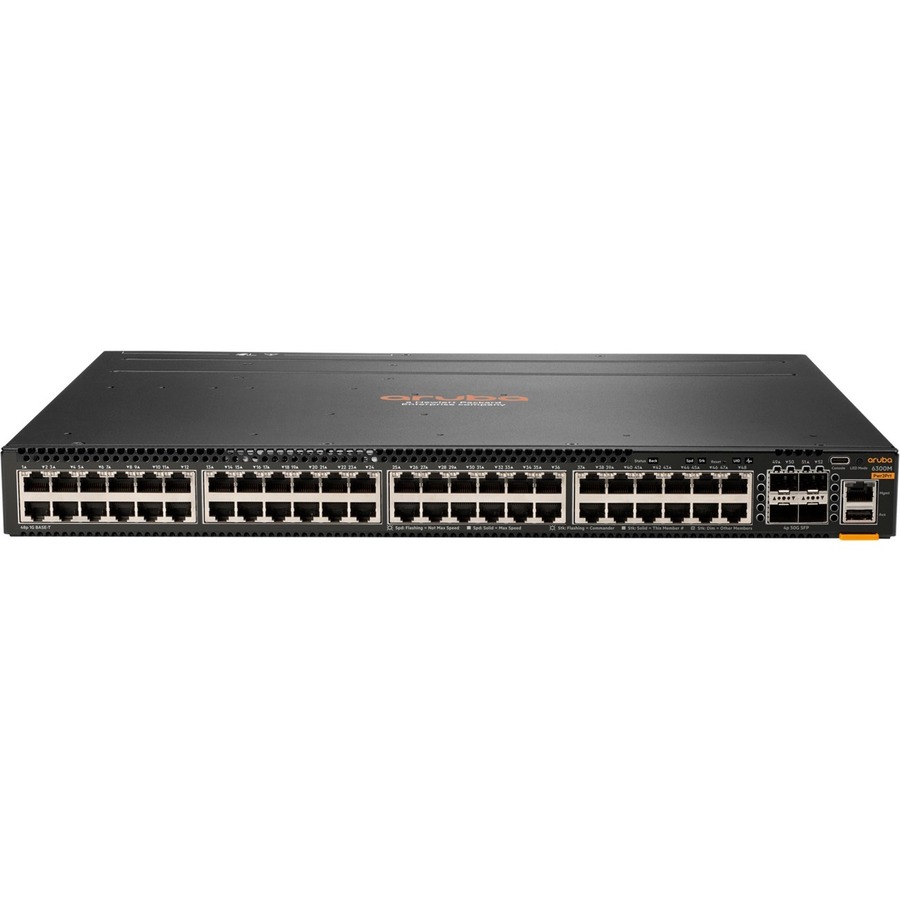 HPE 6300M 48-port 1GbE and 4-port SFP56 Power-to-Port 2 Fan Trays 1 PSU Bundle