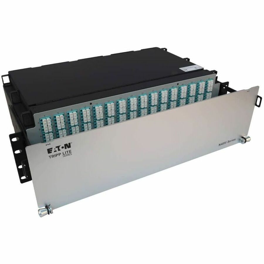 Eaton Tripp Lite Series Preloaded Fiber Patch Panel, 3U - 64x (12F MTP/MPO-PC to 4x LC Duplex F/F) 8F Trunk Cables, OM4 Multimode, 3 m (9.8 ft.)