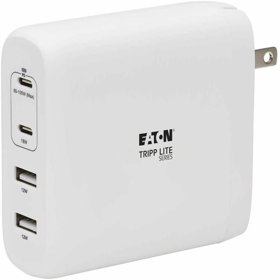 Eaton Tripp Lite Series 4-Port Compact USB Wall Charger - GaN Technology, 100W PD Charging, 2 USB-C & 2 USB-A, White
