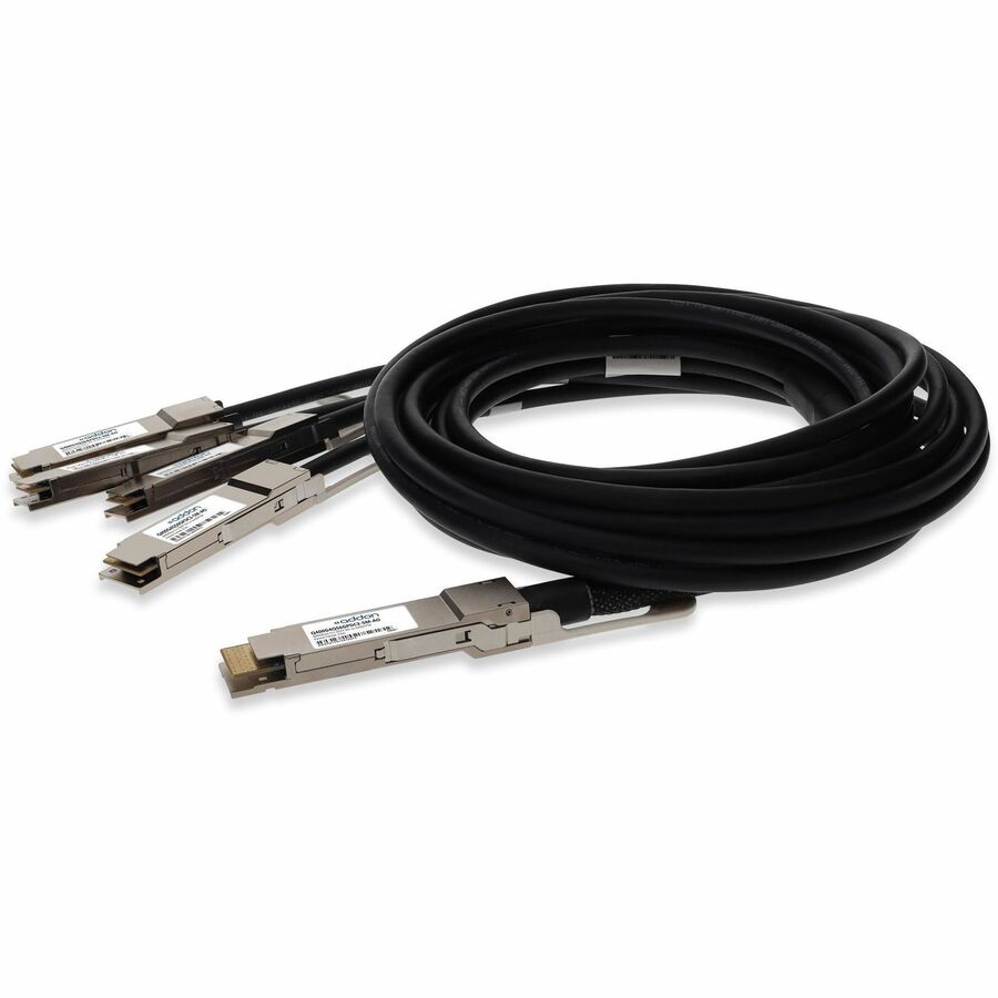 AddOn MSA and TAA Compliant 400GBase-CU QSFP-DD 400G to 4xQSFP56 100G PAM-4 Direct Attach Cable (Passive Twinax, 2.5m)