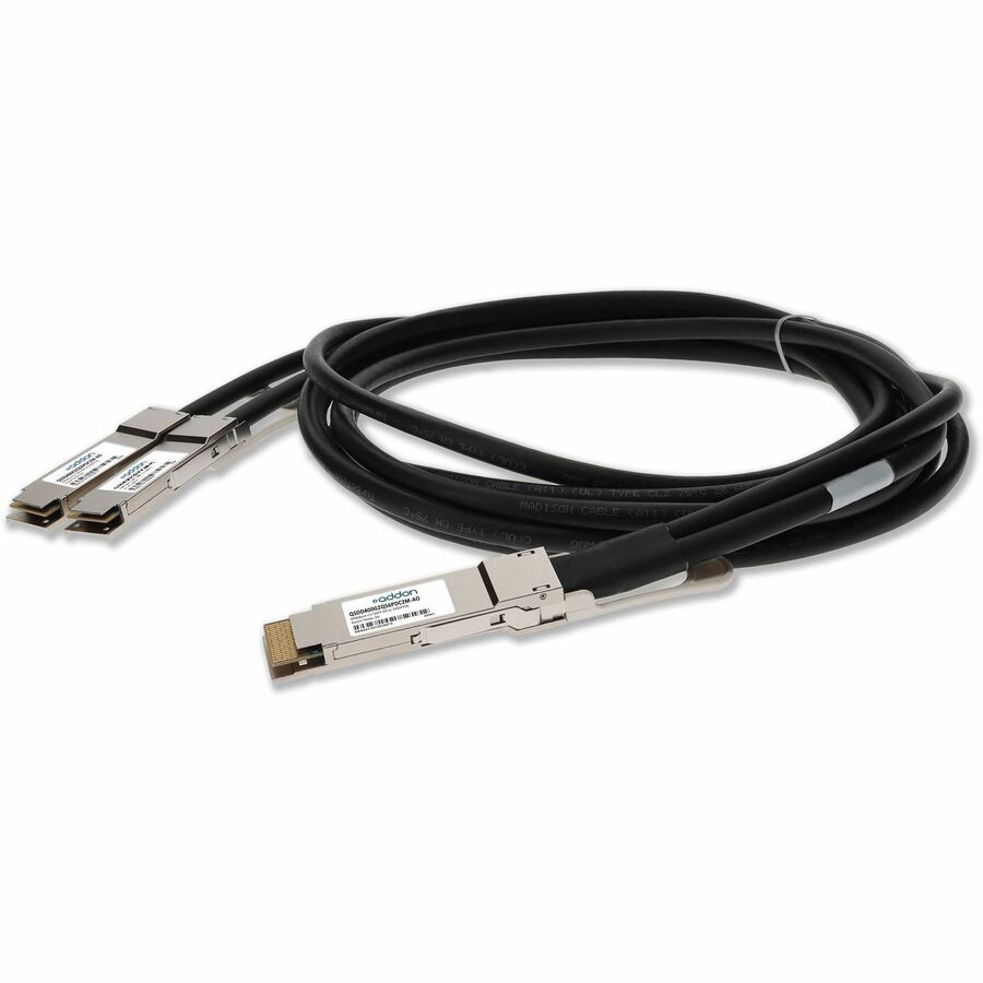 AddOn MSA and TAA Compliant 400GBase-CU QSFP-DD 400G to 2xQSFP56 200G PAM-4 Direct Attach Cable (Passive Twinax, 2m)