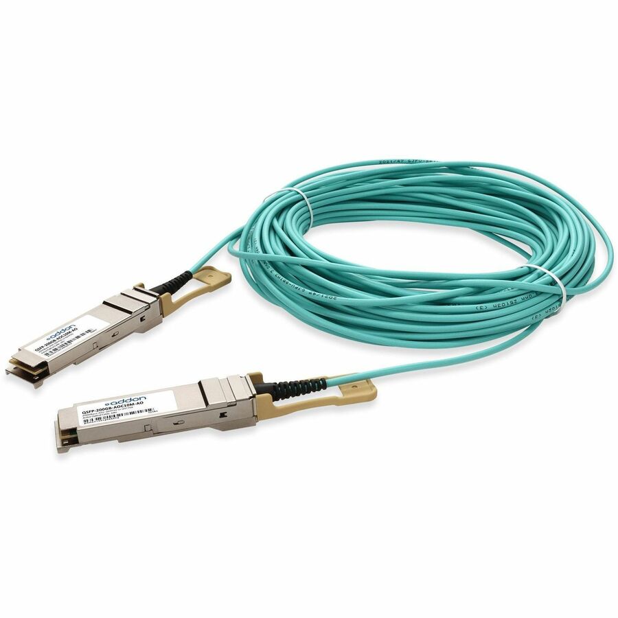 AddOn MSA and TAA Compliant 200GBase-AOC QSFP56 to QSFP56 Active Optical Cable (850nm, MMF, 10m)