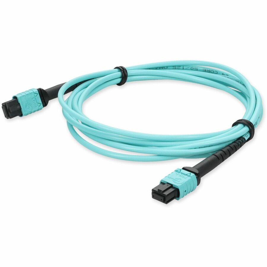 AddOn 10m MPO/UPC to MPO/UPC Aqua OM4 OFNR (Riser-Rated) 24-Strand Type-A (Straight) MMF (Multi Mode) Fiber Patch Cable, 50/125