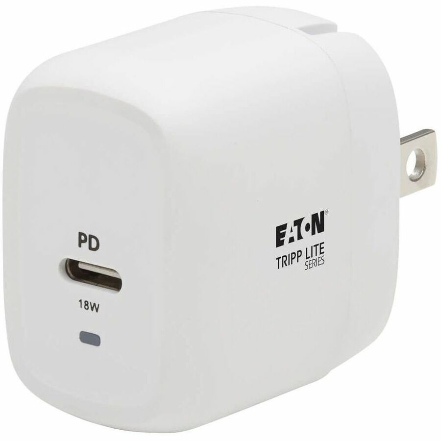 Eaton Tripp Lite Series Compact USB-C Wall Charger with USB-C to Lightning Cable - 18W PD Charging, GaN Technology, White