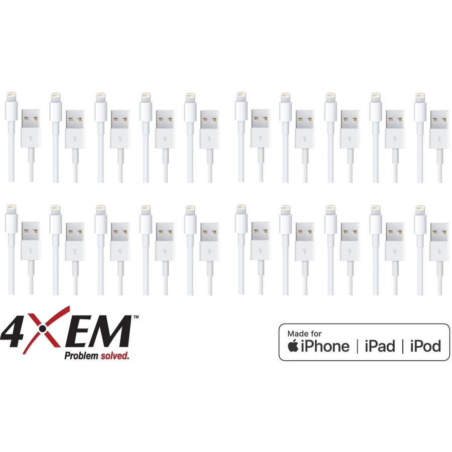 4XEM 20 Pack 3ft 1m Lightning Cable Compatible with Apple iPhone/iPad/iPod - MFi Certified