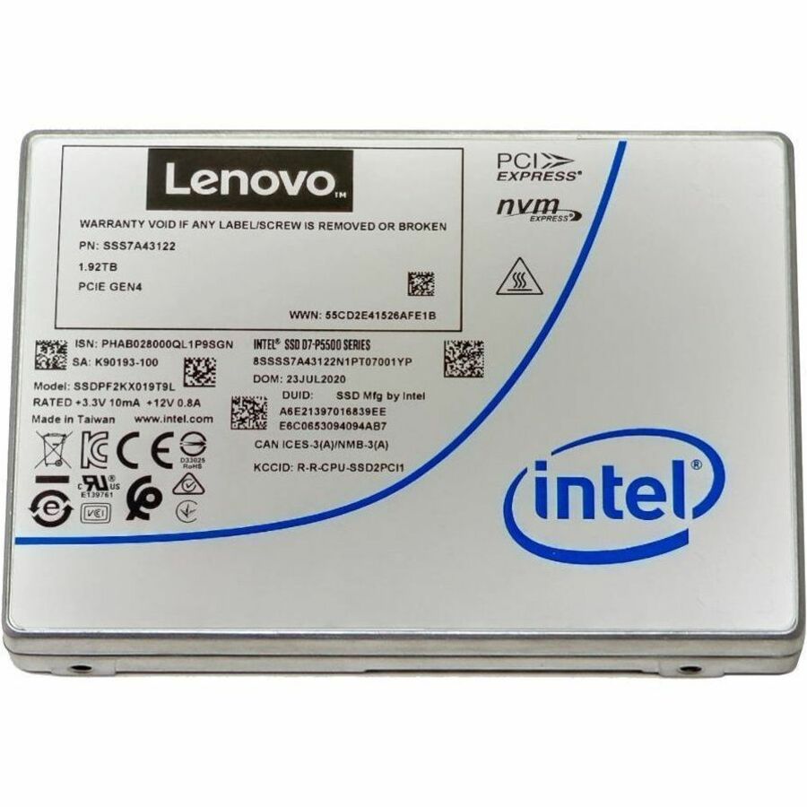 Lenovo D7-P5500 7.68 TB Solid State Drive - 3.5" Internal - U.2 (PCI Express NVMe 4.0 x4) - Read Intensive
