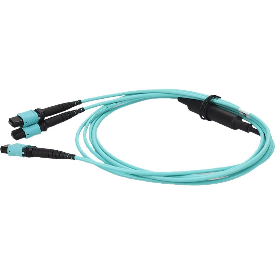 AddOn 10m MPO-16/UPC to 4xMPO/UPC Aqua OM4 OFNP (Plenum-Rated) 16-Strand Fiber Fanout Cable
