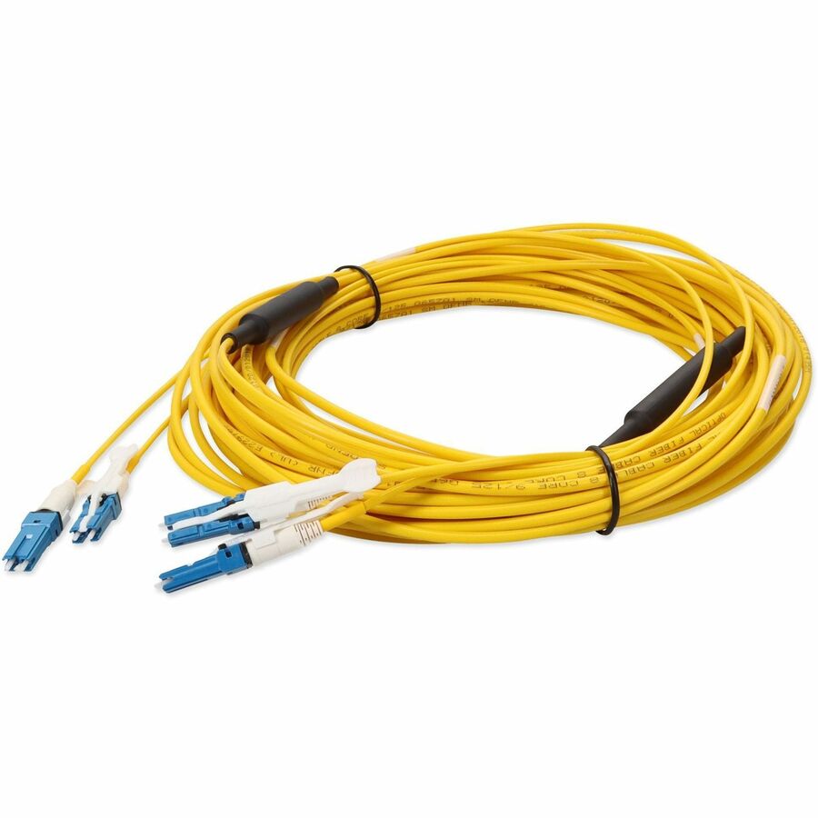 AddOn 20m 2xCS to 2xCS Yellow OS2 Quadplex OFNR (Riser-Rated) SMF (Single Mode) Fiber Outdoor Patch Cable, 9/125