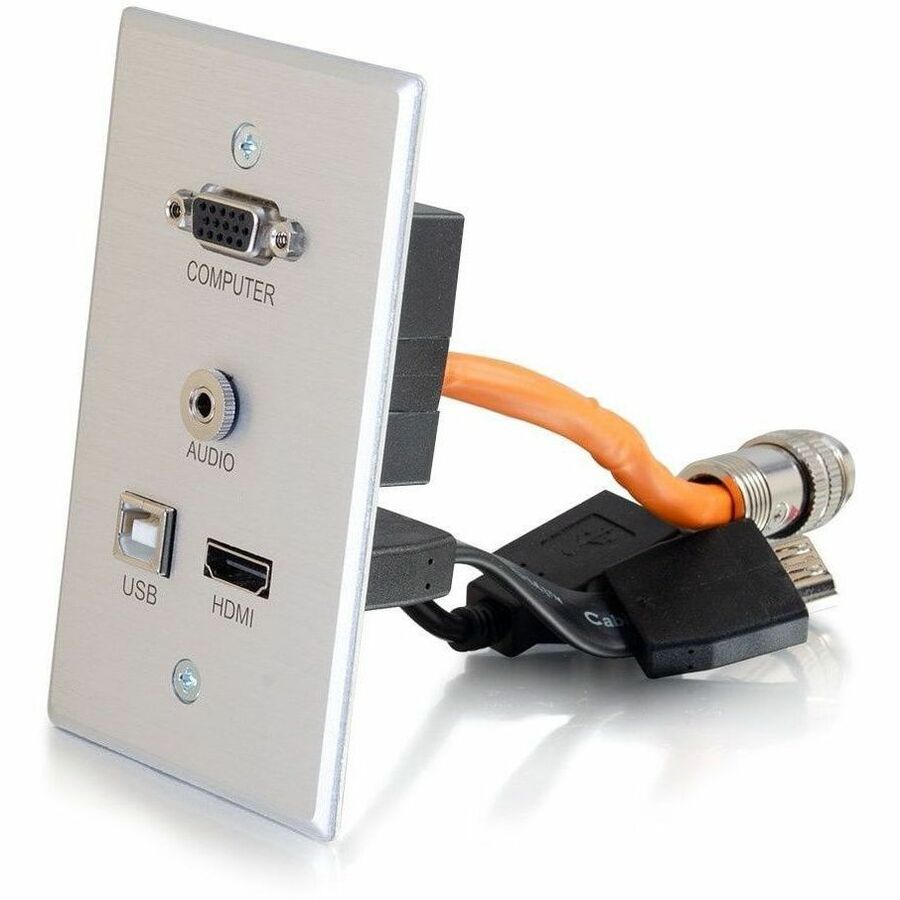 C2G RapidRun VGA + 3.5mm + HDMI and USB Pass Through Single Gang Wall Plate