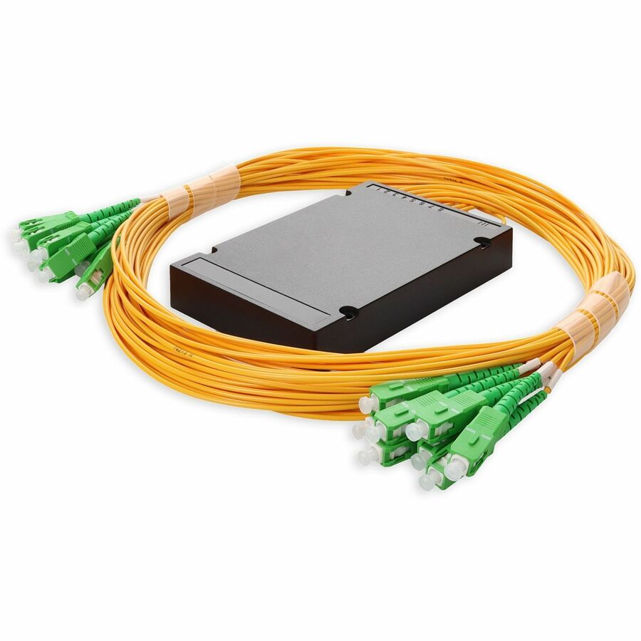 AddOn Single 1xASC 1x (Male) to 16xASC (Male) Yellow OS2 Simplex Fiber Splitter Box with 1.5m pigtails