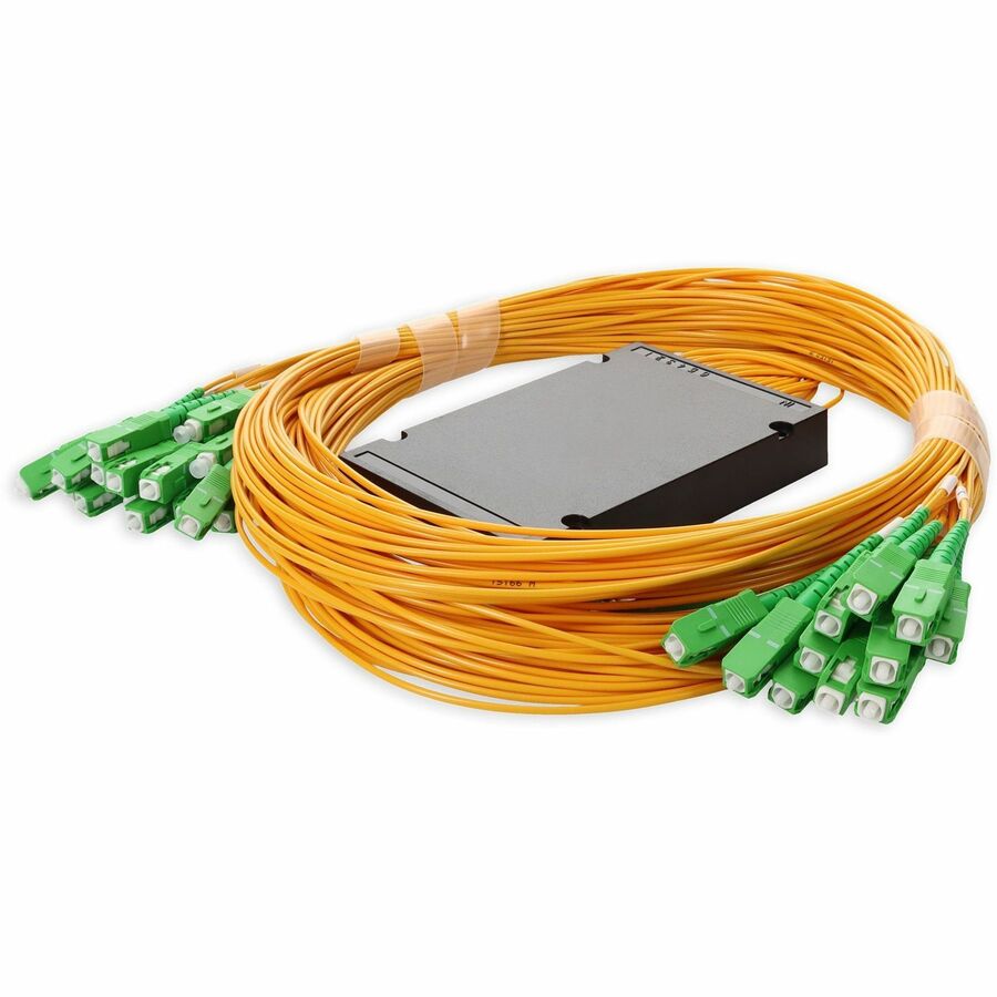 AddOn Single 1xASC 1x (Male) to 32xASC (Male) Yellow OS2 Simplex Fiber Splitter Box with 1.5m pigtails
