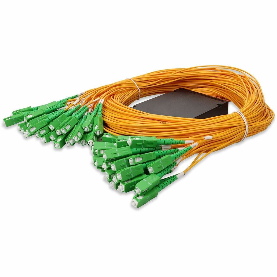 AddOn Single 1xASC 1x (Male) to 64xASC (Male) Yellow OS2 Simplex Fiber Splitter Box with 1.5m pigtails
