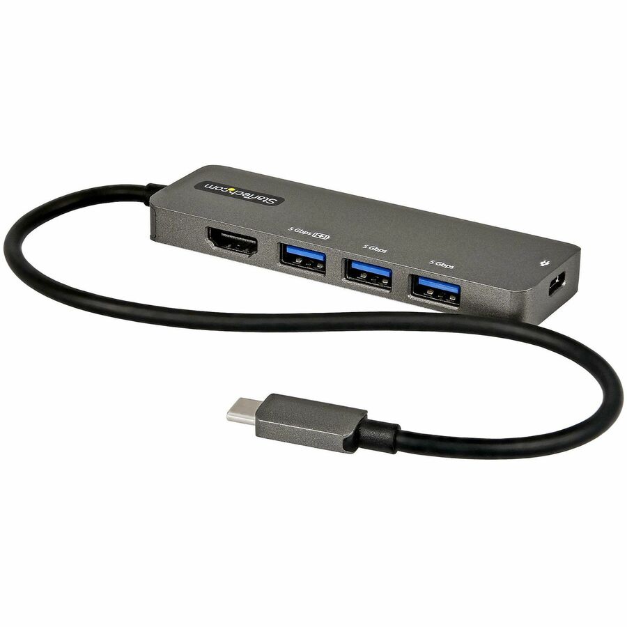 StarTech USB C Multiport Adapter, USB-C to HDMI 4K 60Hz (HDR10), 100W PD Pass-Through, 4xUSB 3.0, USB Type-C Mini Dock, 12" Long Cable