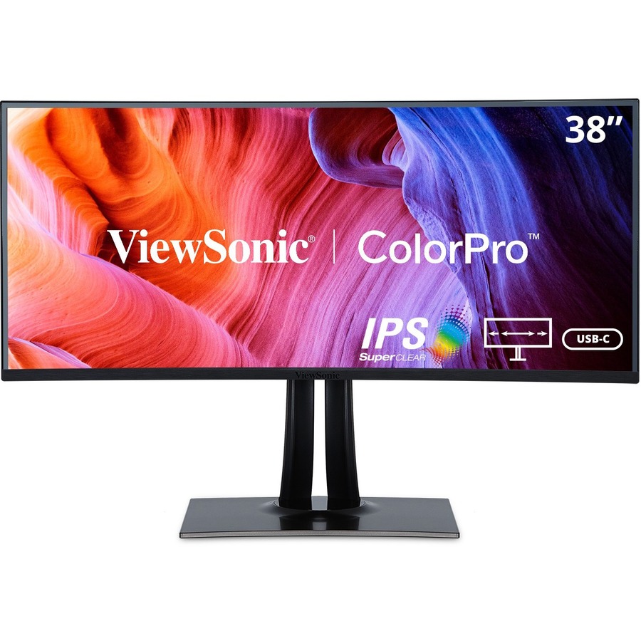 ViewSonic VP3881A 38 Inch WQHD+ ColorPro Monitor, Curved IPS with 100% sRGB and Pantone Validated for Professional Graphic Design, Advanced Ergonomics, 90W USB-C, HDMI, and DisplayPort