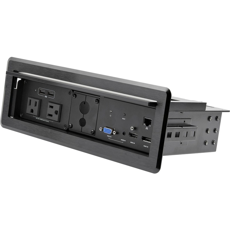 StarTech Conference Table Box for AV Connectivity & Charging, 4K HDMI/DP or VGA, GbE, Audio, Power Center w/ 2x USB & 2x UL AC Outlets