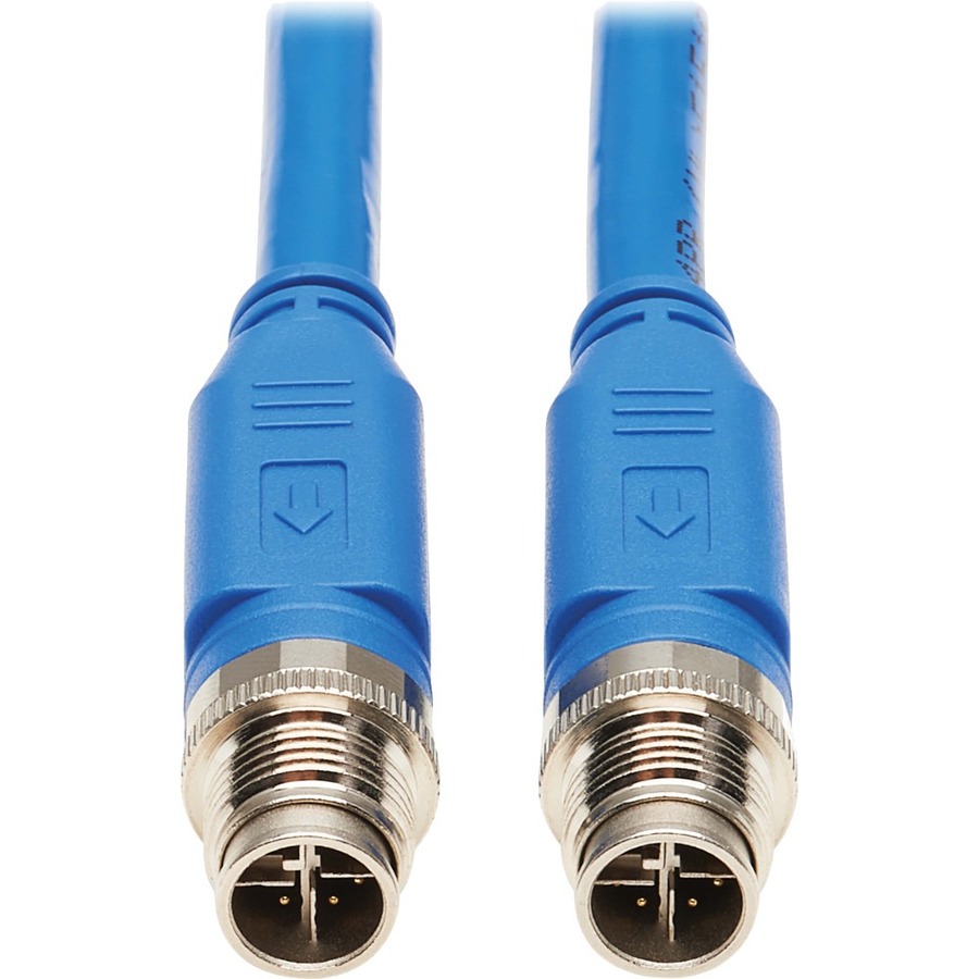 Eaton Tripp Lite Series M12 X-Code Cat6a 10G F/UTP CMR-LP Shielded Ethernet Cable (M/M), IP68, PoE, Blue, 2 m (6.6 ft.), TAA