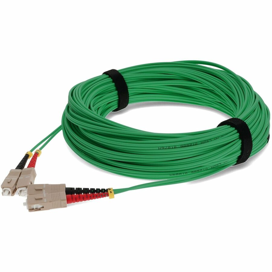 AddOn 30m SC to SC Green OM4 Duplex OFNR (Riser-Rated) MMF (Multi Mode) Fiber Patch Cable, 50/125