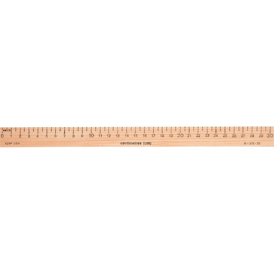 Westcott Ruler 30cm - 11.8" Length - Metric Measuring System - Wood - Clear