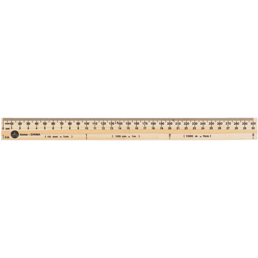 Westcott Ruler 30cm - 11.8" Length - Metric Measuring System - Wood - Clear