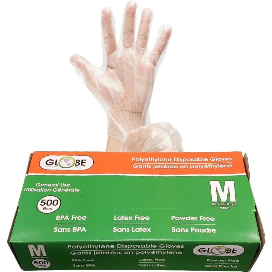 Globe Disposable Deli Gloves Medium Clear 500/box beePLUS Workplace