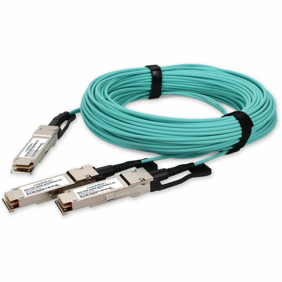 AddOn MSA and TAA Compliant 200G-AOC QSFP56 to 2xQSFP56 Infiniband HDR Active Optical Cable (850nm, MMF, 20m, LSZH)