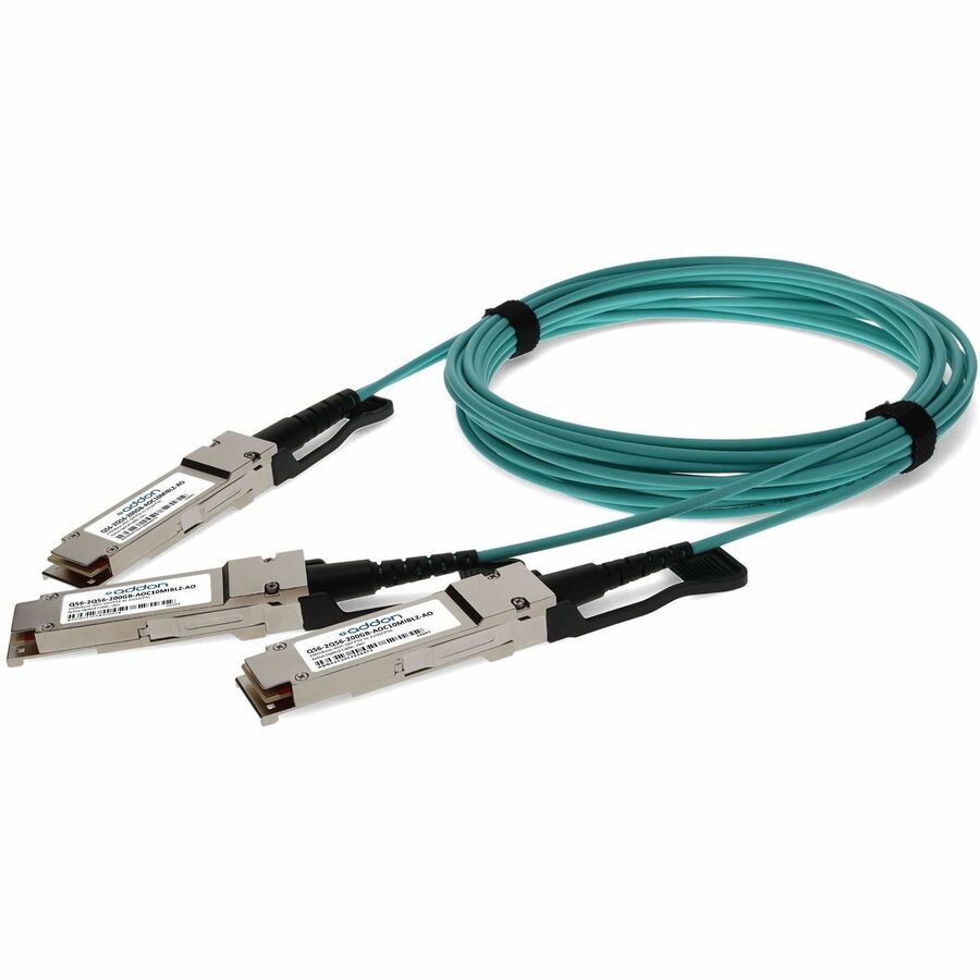 AddOn MSA and TAA Compliant 200G-AOC QSFP56 to 2xQSFP56 Infiniband HDR Active Optical Cable (850nm, MMF, 10m, LSZH)