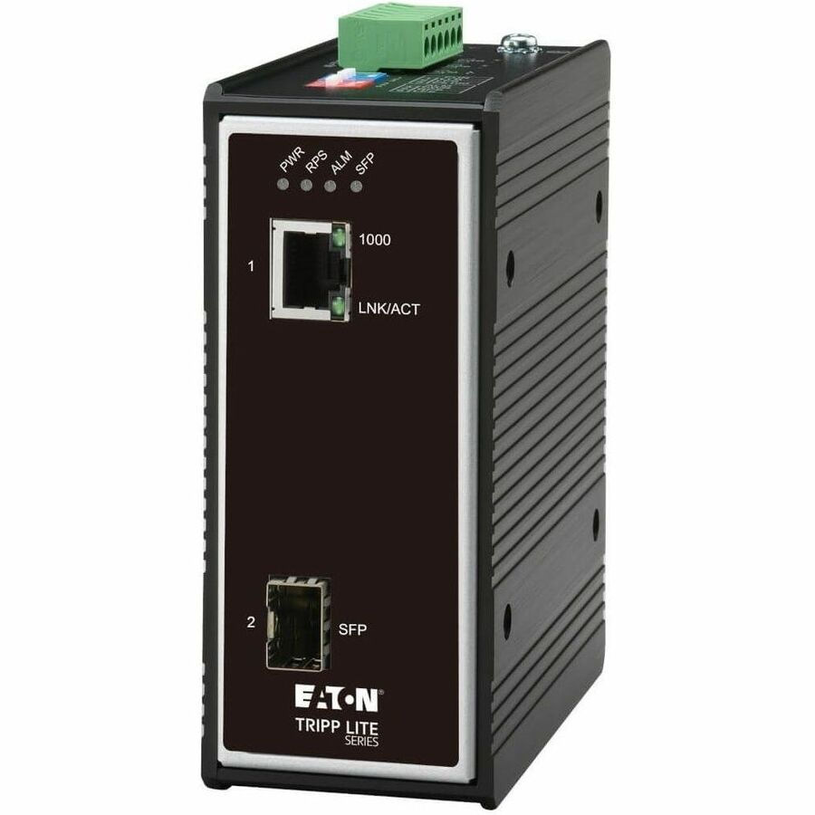Eaton Tripp Lite Series Industrial Gigabit Fiber to Ethernet Media Converter, 10/100/1000 Mbps, RJ45/SFP, -40° to 75°C, DC Power, TAA
