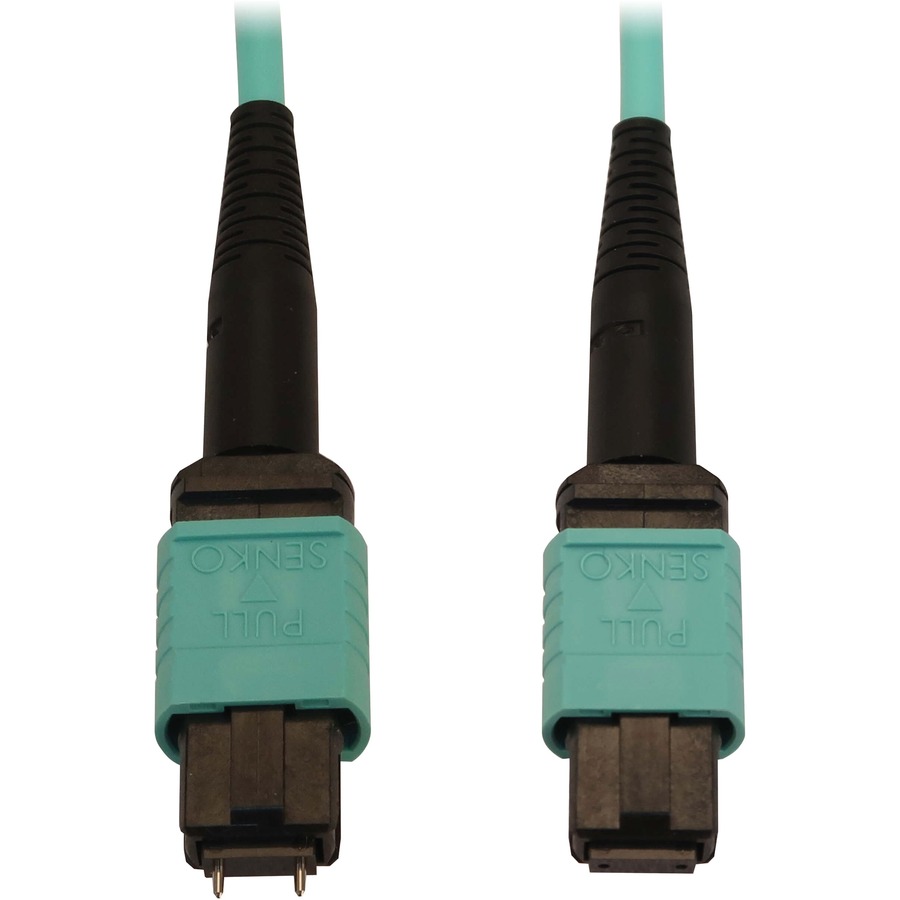 Tripp Lite by Eaton 40/100/400G Multimode 50/125 OM3 Fiber Optic Cable (12F MTP/MPO-PC M/F) LSZH Aqua 5 m (16.4 ft.)