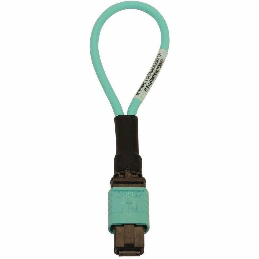 Eaton Tripp Lite Series Multimode 50/125 OM3 Loopback Fiber Optic Cable Tester (12F MTP/MPO Female), LSZH, Aqua
