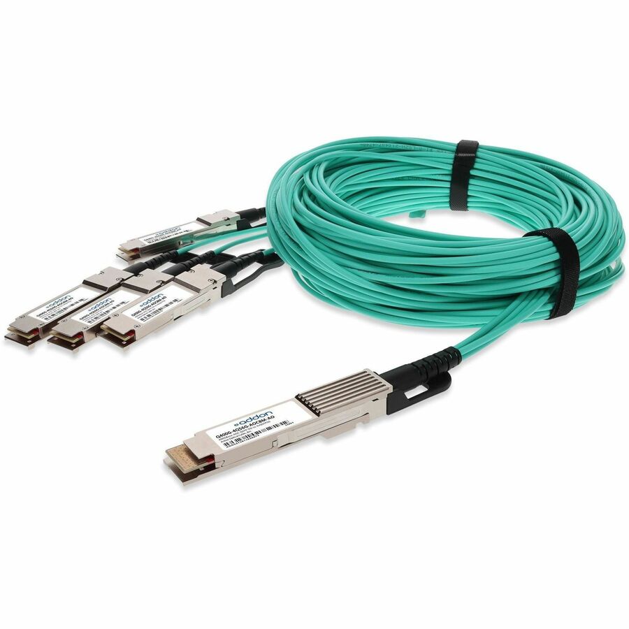 AddOn MSA and TAA Compliant 400GBase-AOC QSFP-DD to 4xQSFP56 PAM-4 Active Optical Cable (850nm, MMF, 8m) CMIS 3.0