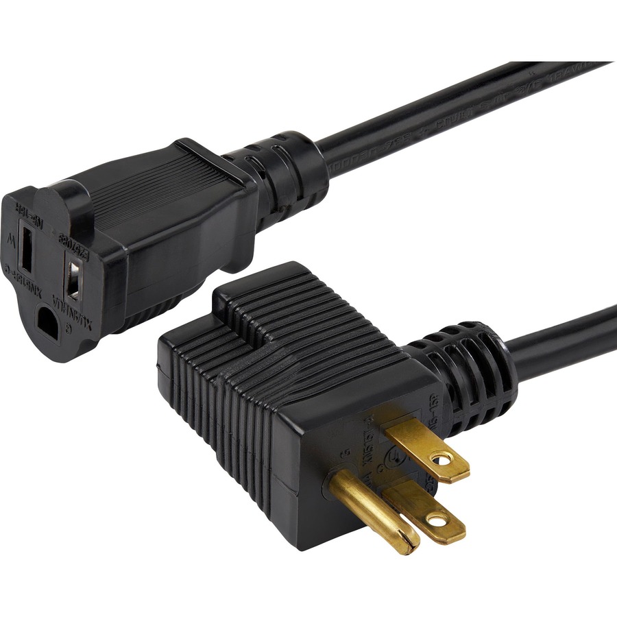 StarTech 3ft (1m) Piggyback Power Extension Cord, NEMA 5-15P to 2x NEMA 5-15R Cable, 16 AWG, 125V/15A, Outlet Saver Cord, UL Certified