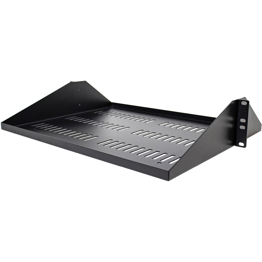 StarTech 2U Vented Server Rack Shelf - Center Mount Fixed 14" Deep Cantilever Rackmount Tray for 19" Data/AV/Network w/Cage Nuts