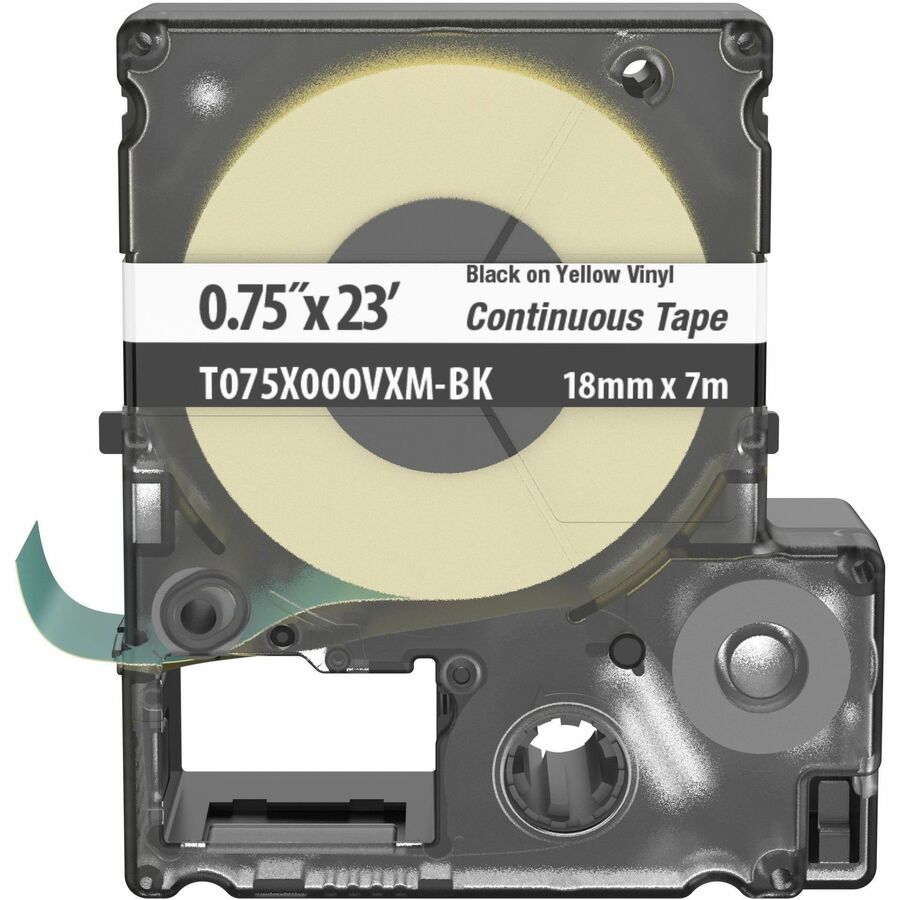 Panduit PXE T075X000VXM-BK MP Printer Cont. Tape, Safety & ID, Vinyl, Blk/Ylw, .75" W