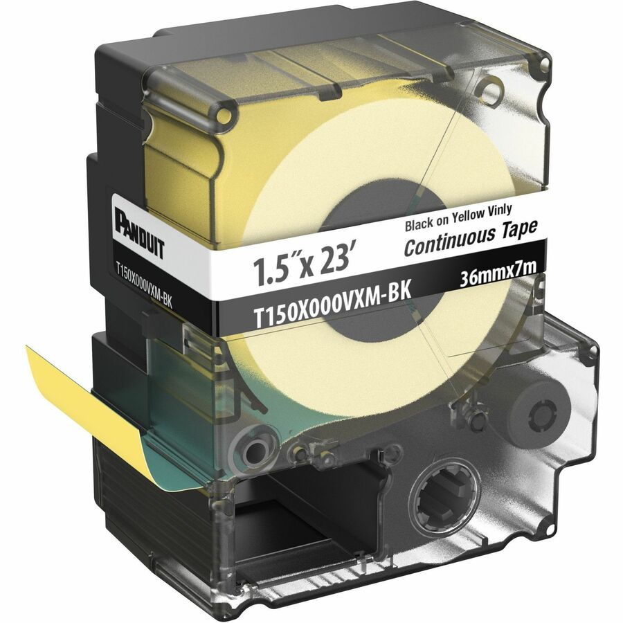 Panduit PXE T150X000VXM-BK MP Printer Cont. Tape, Safety & ID, Vinyl, Blk/Ylw, 1.5" W