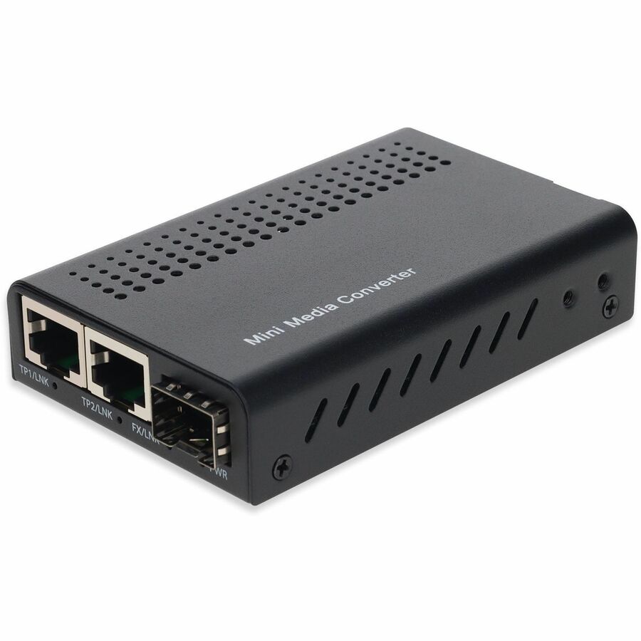 AddOn 10/100/1000Base-TX(RJ-45) x2 to 1 Open SFP Port Mini Media Converter