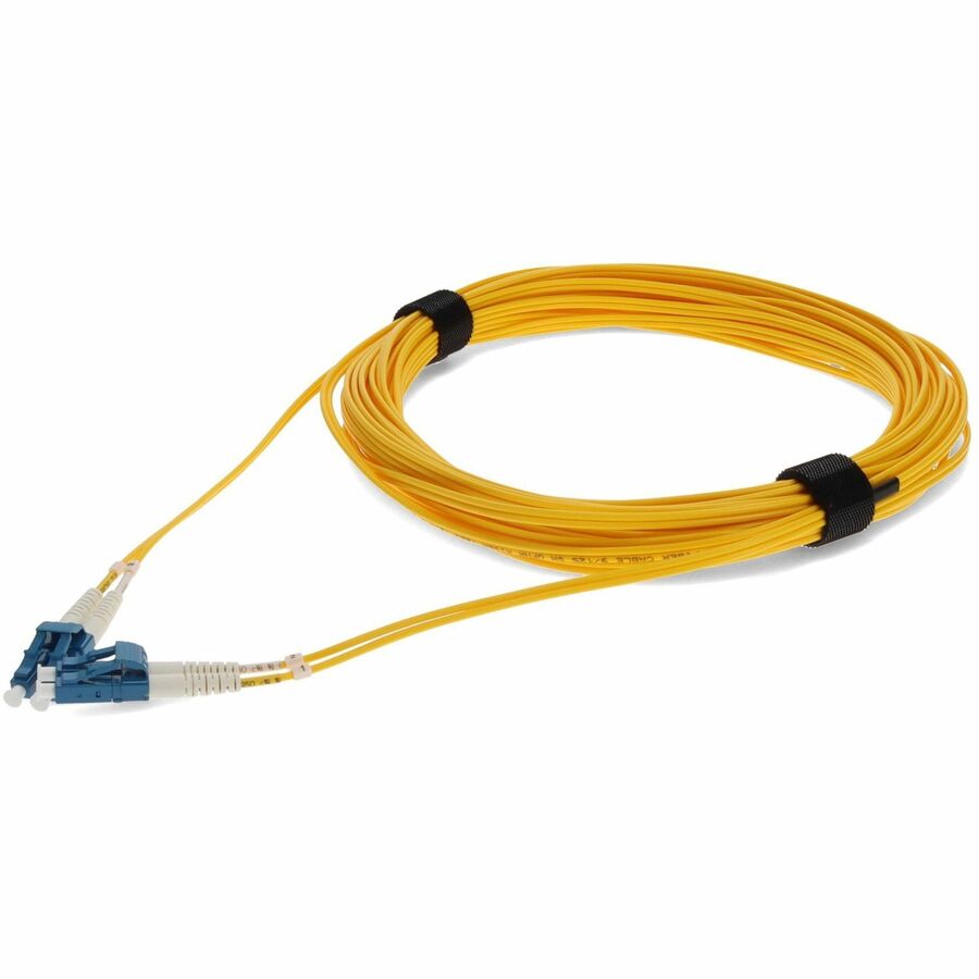 AddOn 15m LC to LC Yellow OS2 Duplex Microboot, Snagless OFNR (Riser-Rated) SMF (Single Mode) Fiber Patch Cable, 9/125
