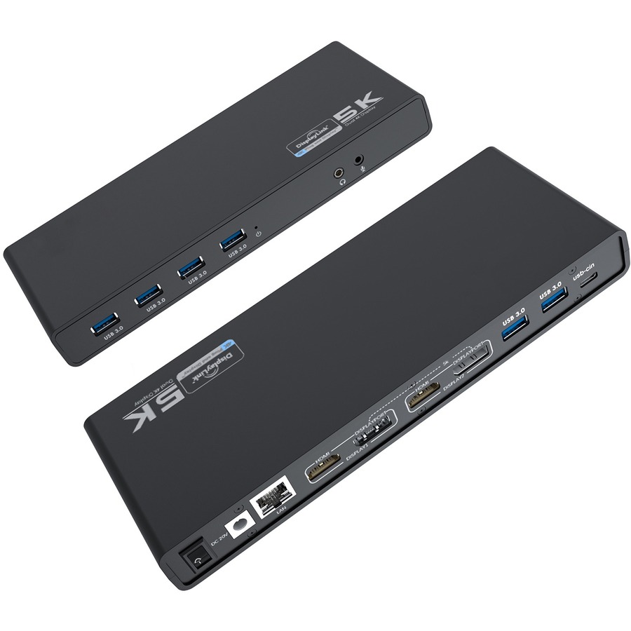 4XEM USB-C Ultra 5K Universal Docking Station with Dual 4K Display Support, 6x USB 3.0, HDMI, DisplayPort, Gigabit Ethernet, 60W PD, Black