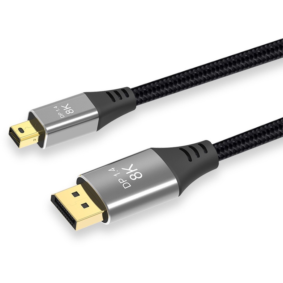 4XEM 6FT/2M Mini DisplayPort to DisplayPort 1.4a Cable - 8K/4K 32.4Gbps Braided mDP to DP Bidirectional Video Cable - Black