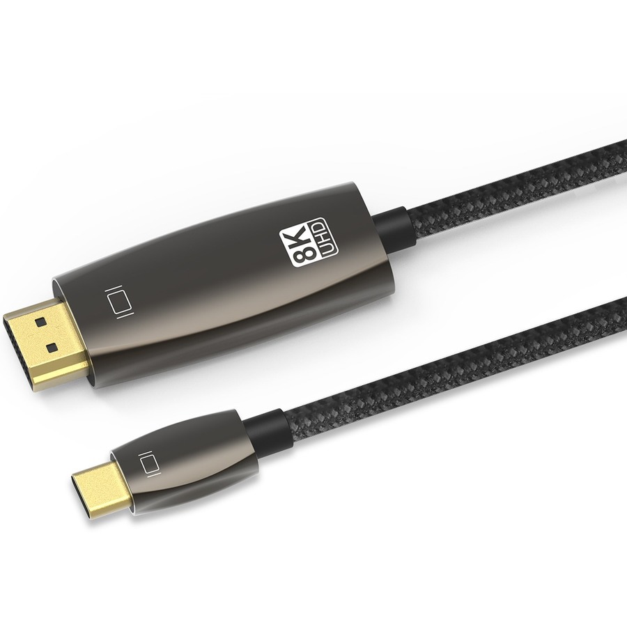 4XEM 3FT (1M) USB-C to HDMI 2.1 Active Cable - 8K/4K UHD USB Type-C DP Alt-Mode to HDMI Braided Video Cable - Black/Grey
