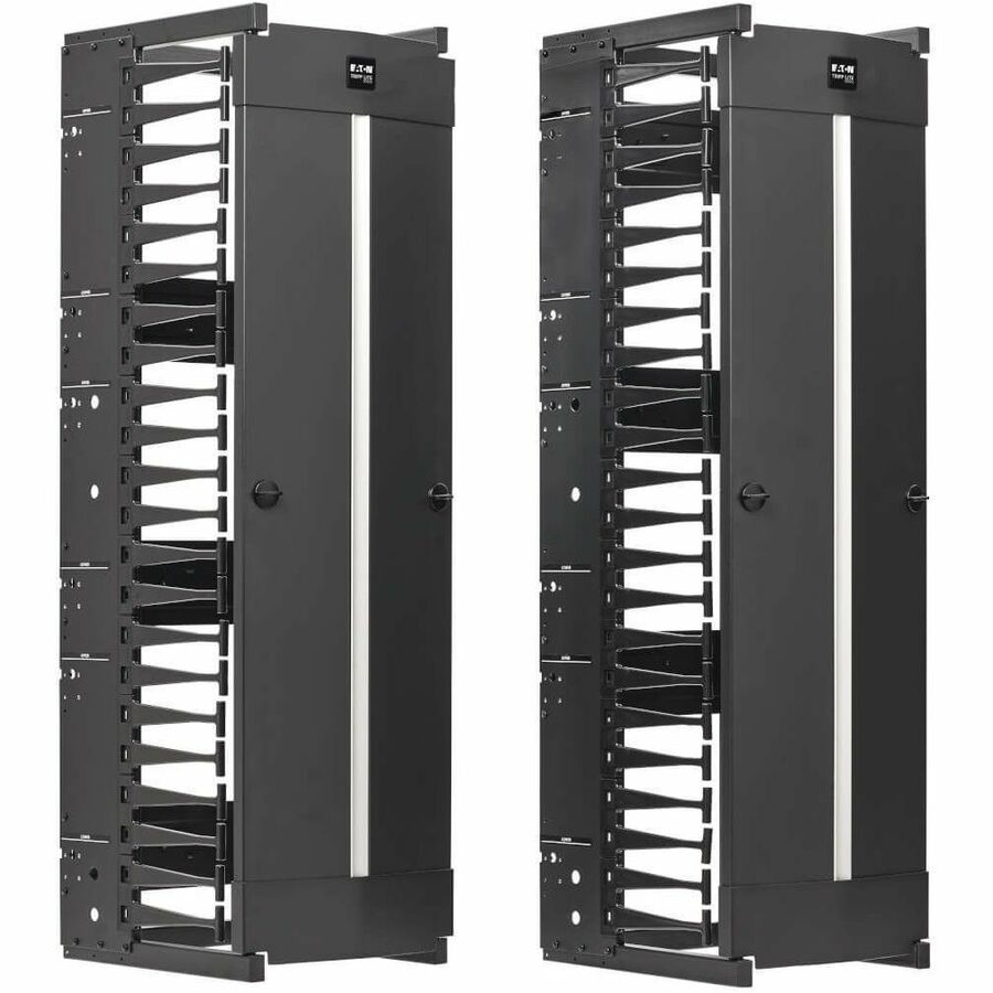 Eaton Tripp Lite Series High-Capacity Vertical Cable Manager - Deep Double Finger Duct with Cover, Single Sided, 12 in. Wide, Black, 7 ft. (2.2 m)