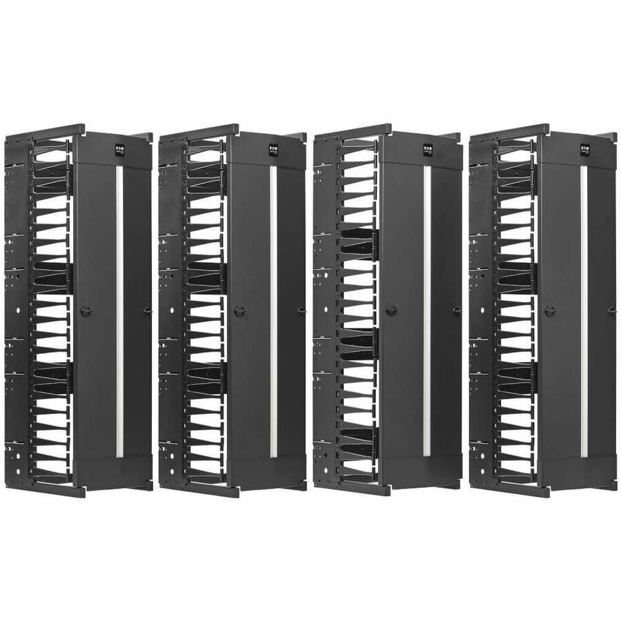 Tripp Lite by Eaton High-Capacity Vertical Cable Manager - Deep Double Finger Duct with Cover - Double Sided - 12 in. Wide - Black - 7 ft. (2.2 m)