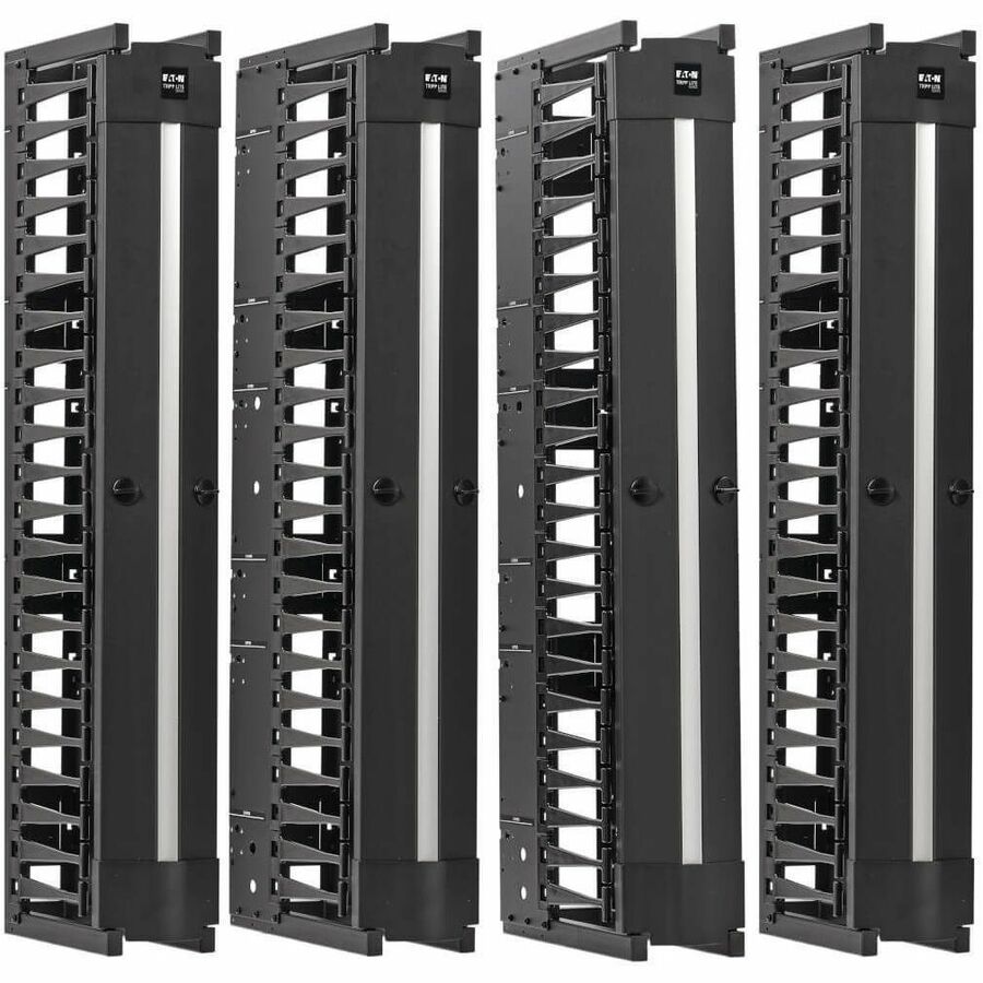 Eaton Tripp Lite Series High-Capacity Vertical Cable Manager - Deep Double Finger Duct with Cover, Double Sided, 6 in. Wide, Black, 7 ft. (2.2 m)
