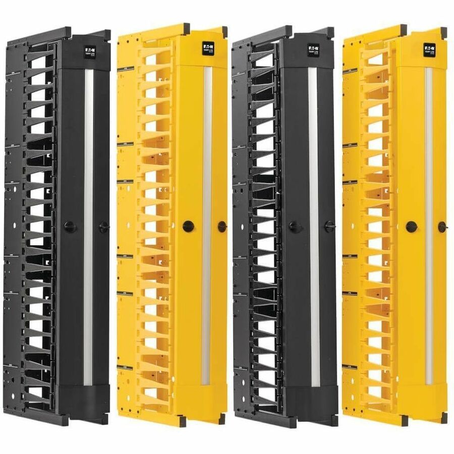 Eaton Tripp Lite Series High-Capacity Vertical Cable Manager - Deep Double Finger Duct with Cover, Double Sided, 6 in. Wide, Yellow/Black, 7 ft. (2.2 m)
