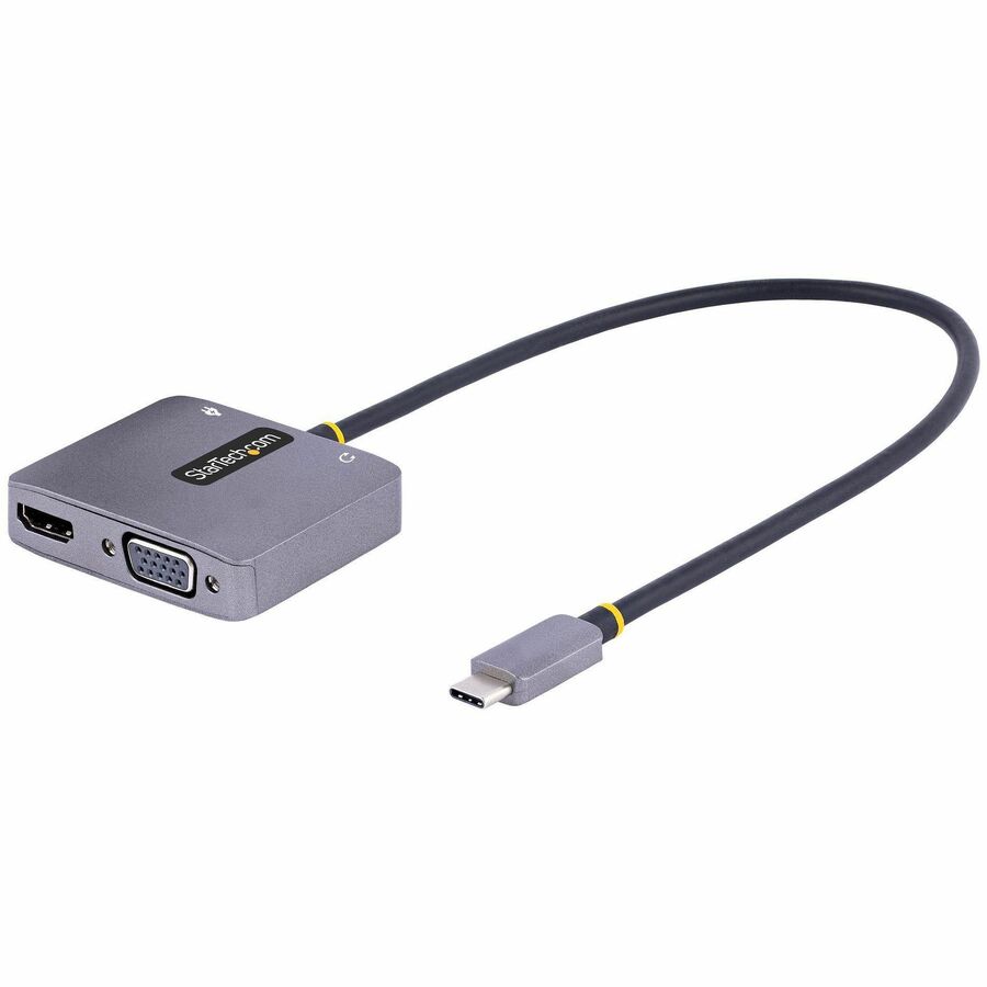 StarTech USB C Video Adapter, USB C to HDMI VGA Multiport Adapter, 3.5mm Audio, 4K 60Hz HDR, 100W PD 3.0 PT, USB C Display Adapter