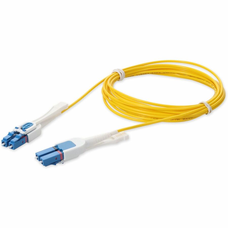 AddOn 1m LC to LC Yellow OS2 Duplex Uniboot OFNR (Riser-Rated) SMF (Single Mode) Fiber Patch Cable with Push/Pull Tabs, 9/125