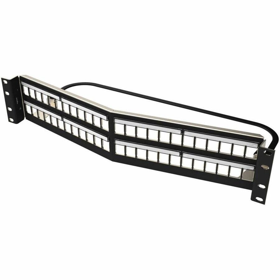 Ortronics Clarity 48-Port 2RU Shielded High Density Jack Unloaded Angled Panel Black