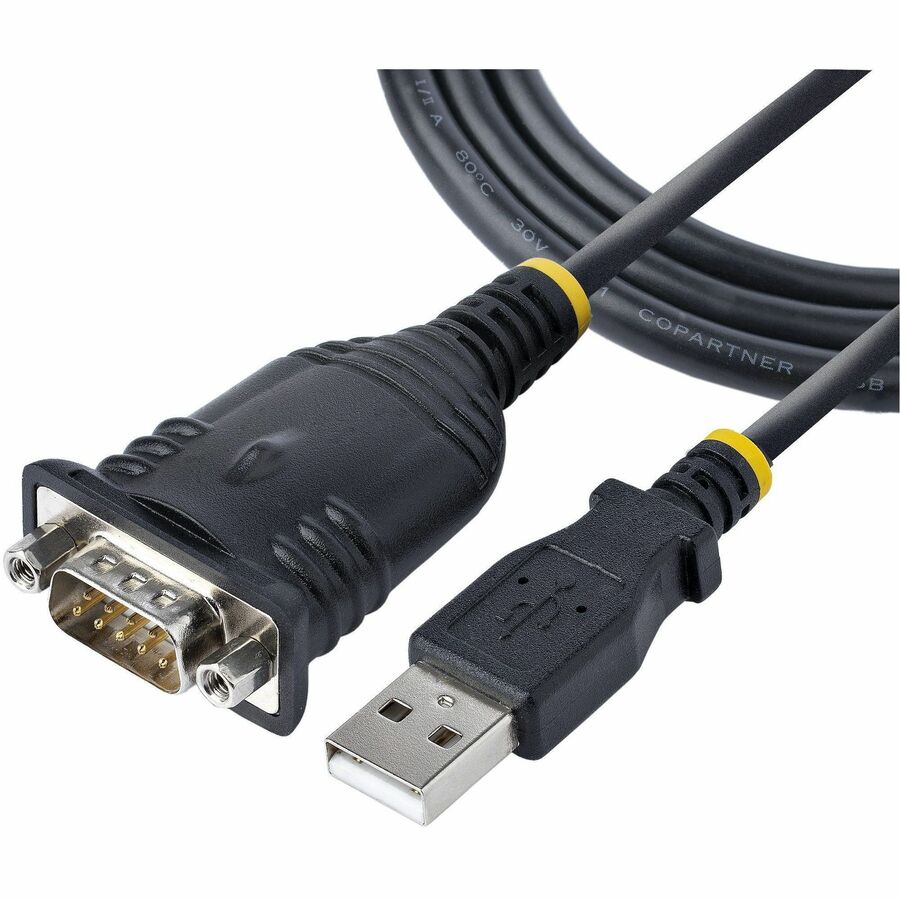 StarTech 3ft (1m) USB to Serial Cable, DB9 Male RS232 to USB Converter, USB to Serial Adapter, COM Port Adapter with Prolific IC